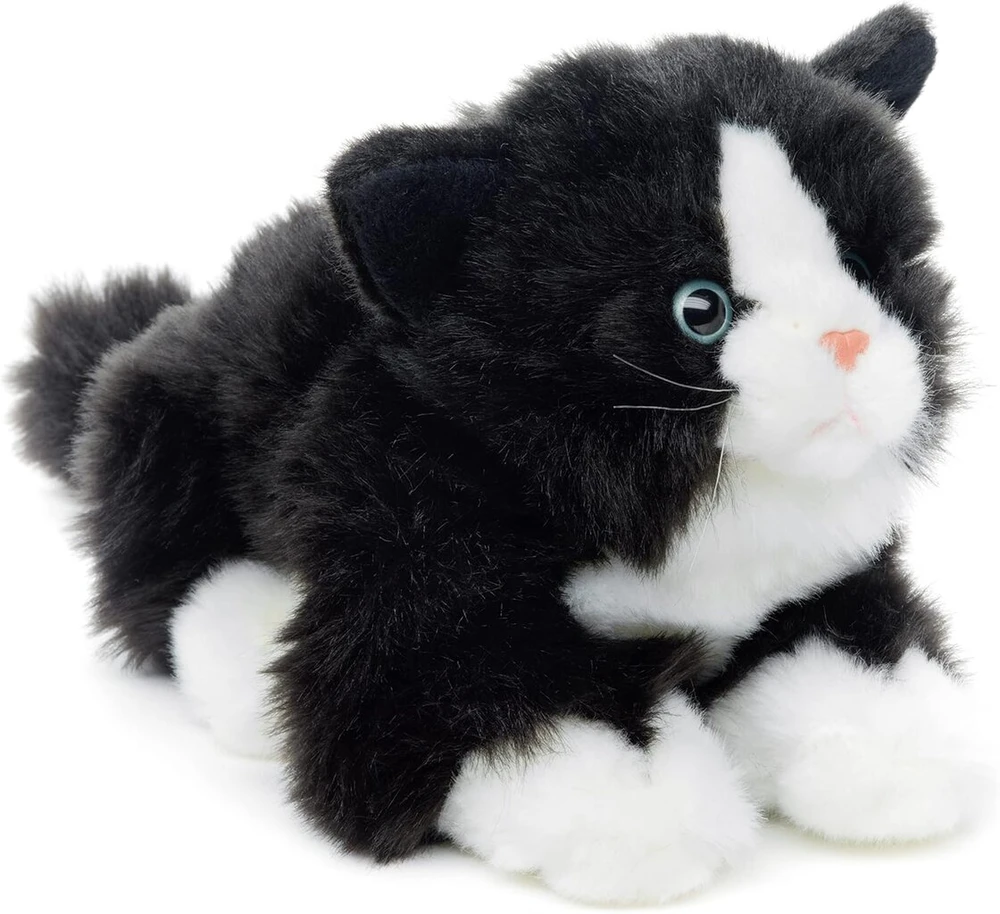 Minkštas pliušinis kačiukas, 20 cm, juodai baltas