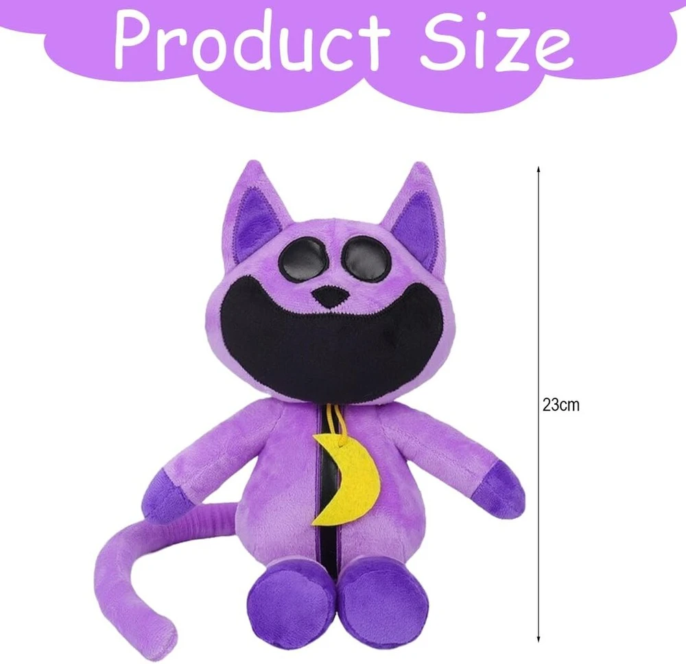 Minkštas žaislas gyvūnas, 23 cm violetinis pliušinis žaislinis katinas, besišypsantis pliušinis žaislas, kimštinis pliušinis žaislas, didelis, mergaitėms, berniukams, gimtadieniui, vaikams ir suaugusiems dovana, merginos festivalio šventinės dovanos