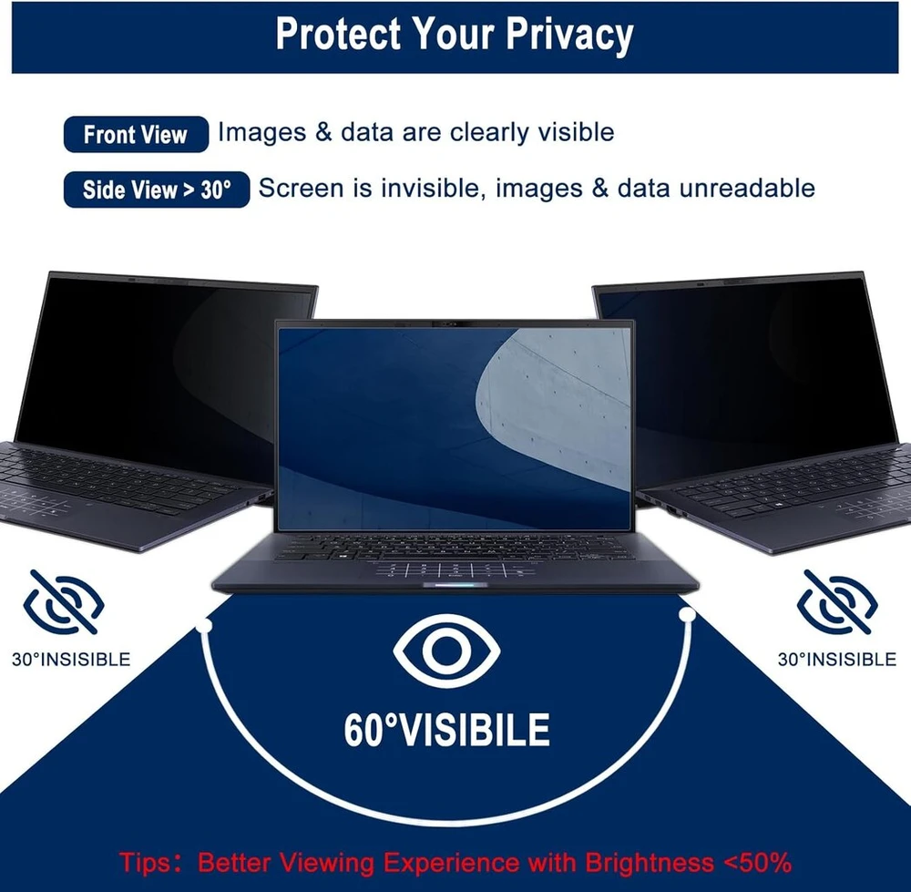 Mirowy privatumo ekranas nešiojamam kompiuteriui 14 colių, kraštinių santykis 16:9, anti-mėlynos šviesos anti-glare ekrano apsauga, nuimamas privatumo ekrano apsaugos filtras 14 colių 16:9