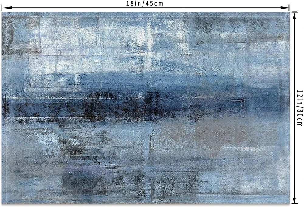 Mirrorang Abstraktūs padėkliukai, 4 padėkliukų rinkinys 45x30cm, mėlynos ir pilkos spalvos abstraktus dizainas modernūs padėkliukai virtuvės valgomojo namų dekorui