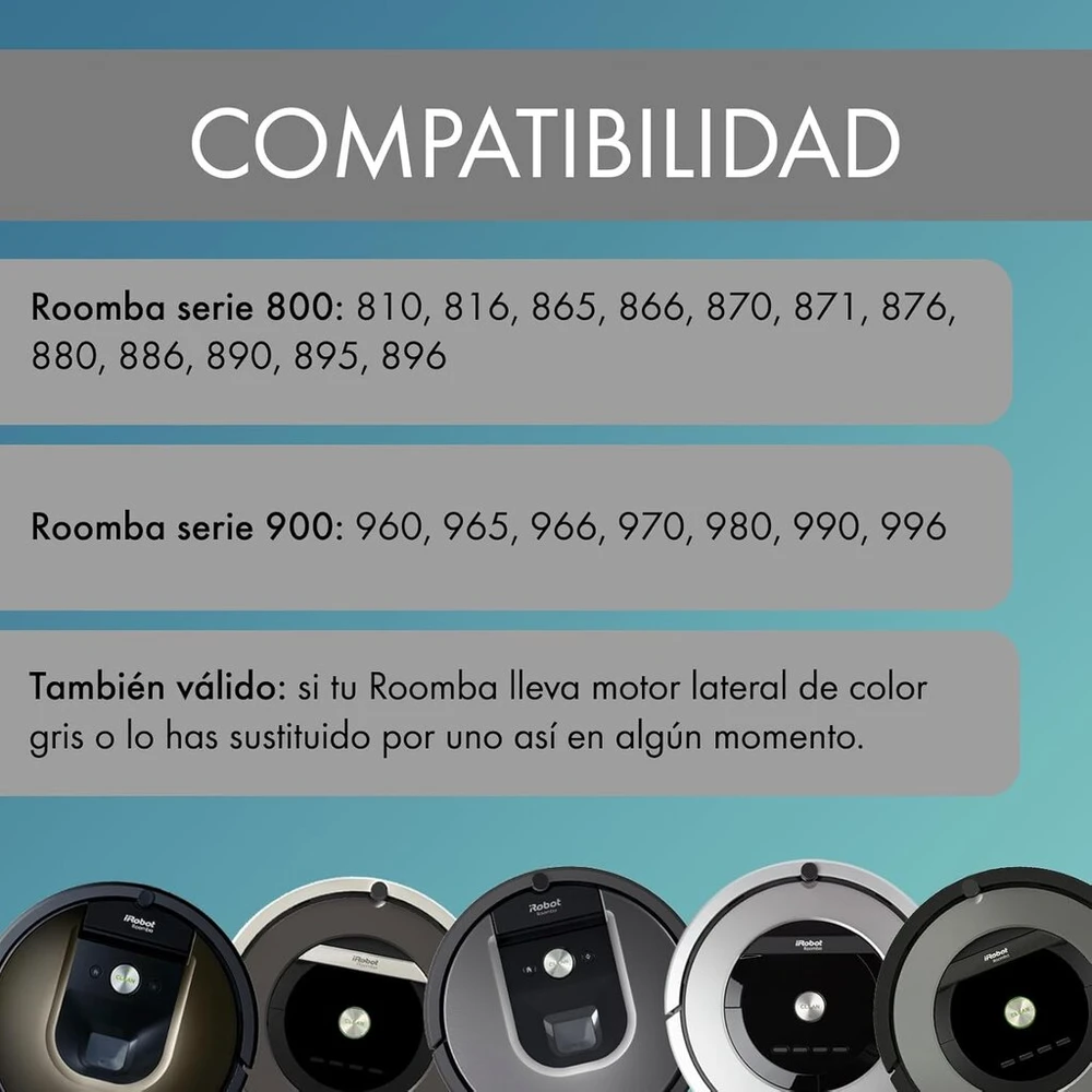 Mirtux šoninių šepetėlių rinkinys, 3 vnt., suderinamas su Roomba 800 ir 900 serijomis, atsarginės dalys Roomba 850, 860, 870, 880, 890, 960, 980... (visi modeliai) | atsarginės dalys Roomba