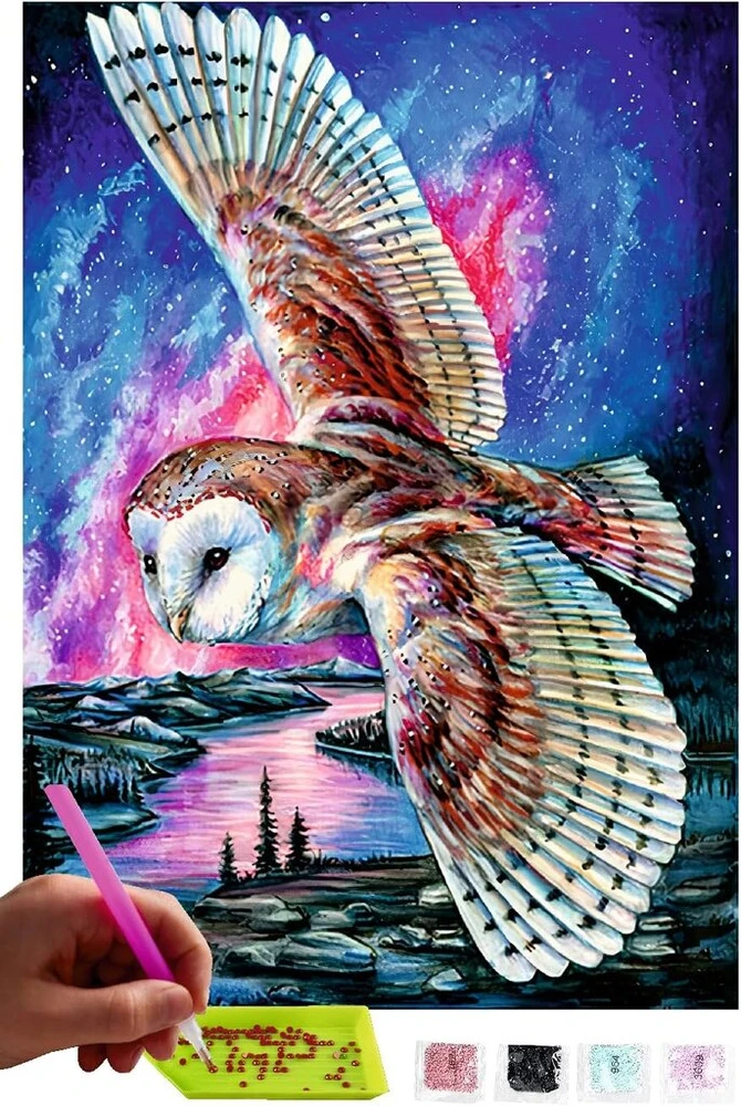 Mishbay Deimantinė tapyba - 30 x 40 cm Deimantinė tapyba suaugusiems - Deimantinės tapybos paveikslai Pelėda - „pasidaryk pats“ 5d rinkinys Tapyba pagal skaičius