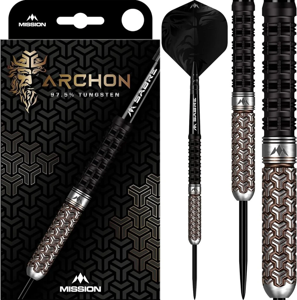 Mission Archon Juodas & Bronze 97.5% plieninės smiginio strėlės 22 g
