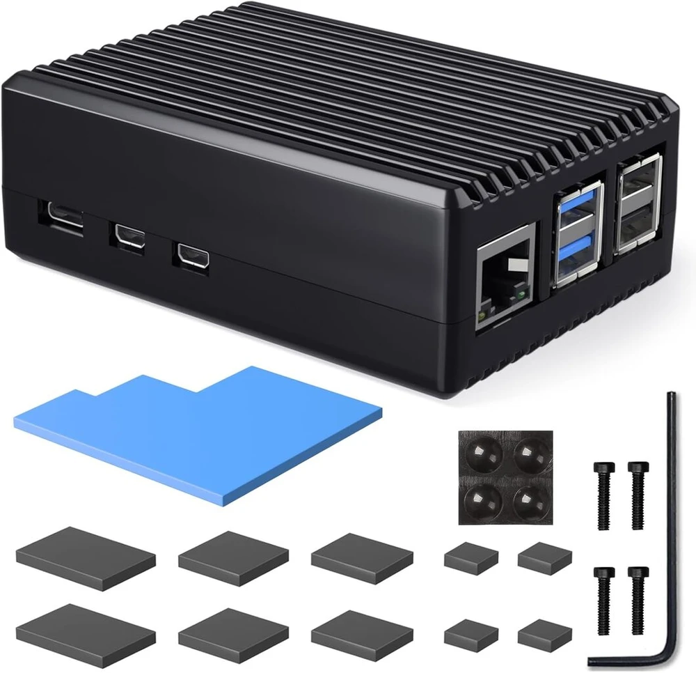 Miuzei Metalinis dėklas Raspberry Pi 5 su pasyviu aušinimu