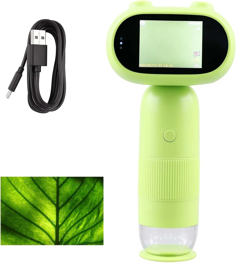Mobilus telefono mikroskopas vaikams, 1000x skaitmeninis mikroskopas su 2.0 colių ips ekranu, nešiojamas kišeninis mikroskopas su 8 led, usb įkraunamas belaidis rankinis mikroskopas vaikams, dovanos