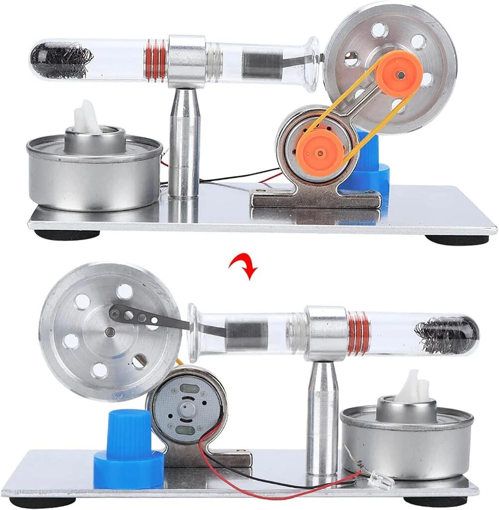 Modelis karšto oro stirlingo variklis, stirlingo variklio modelis, fizikos mokslo laboratorijos mokymo priemonė su nerūdijančio plieno konstrukcija draugams ir šeimai