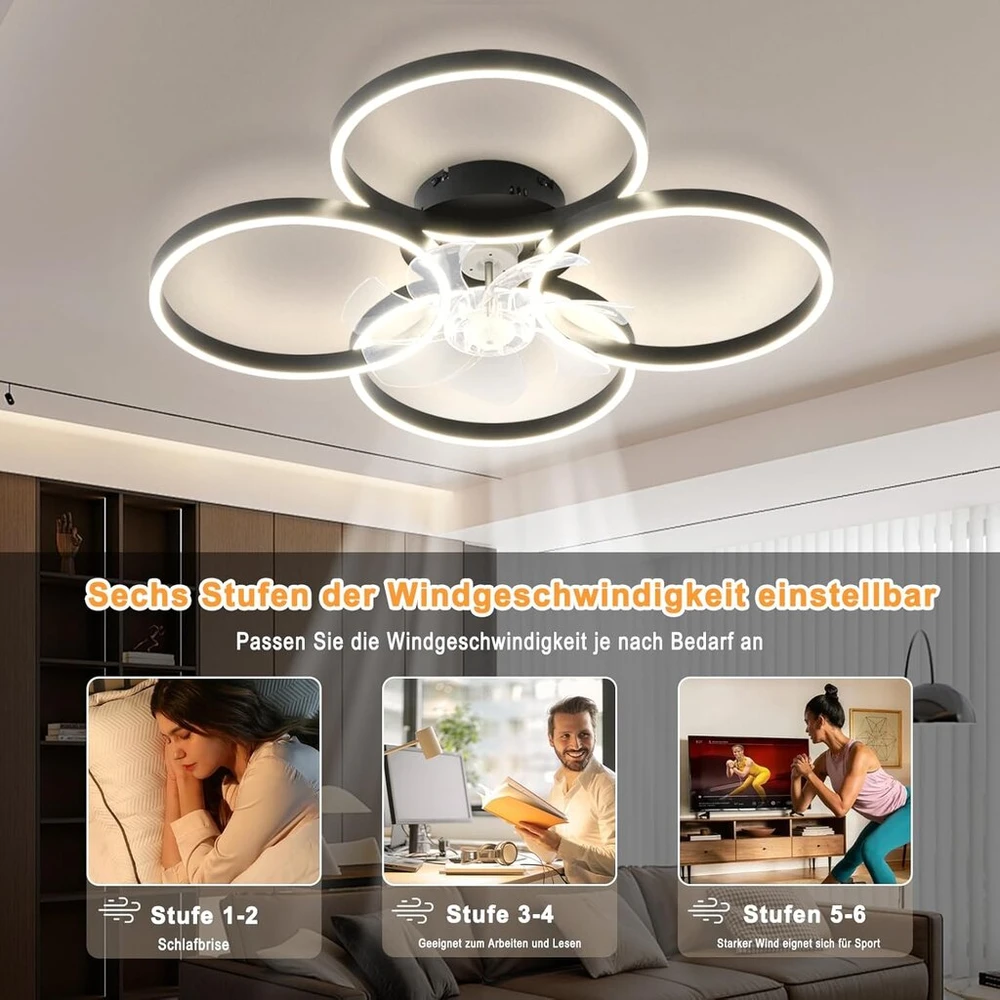 Modernus lubų ventiliatorius su apšvietimu ir nuotoliniu valdymu, led 67 w reguliuojamas lubų šviestuvas su ventiliatoriumi, tylus reversinis variklis, 6 greičių lempa su ventiliatoriumi svetainei, miegamajam, 69 cm