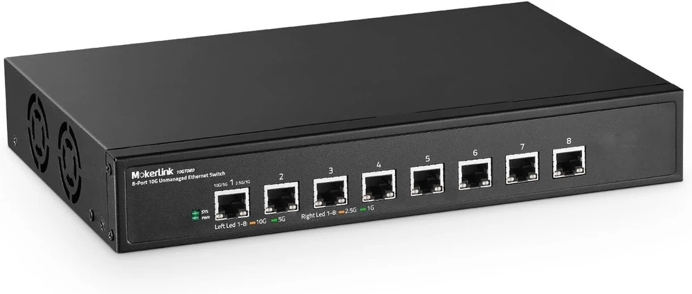 Šakotuvas Mokerlink 8x10g tinklo jungiklis, automatinis prisitaikymas, Plug and Play