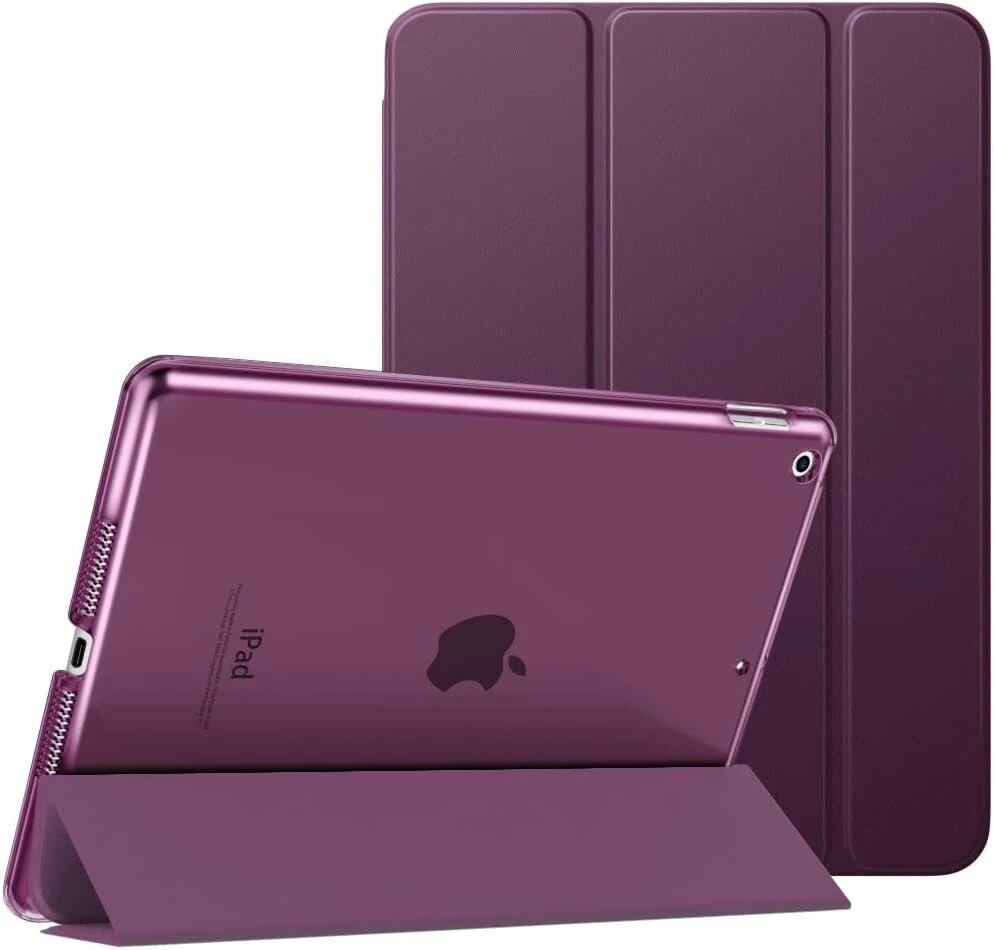 Moko apsauginis dėklas, suderinamas su nauju ipad 9-osios/8-osios/7-osios kartos (2021/2020/2019), planšetinio kompiuterio dėklas su stovu, matinis galinis dangtelis, automatinio miego/pabudimo funkcija, skirtas ipad 10,2 colio, tamsiai violetinis