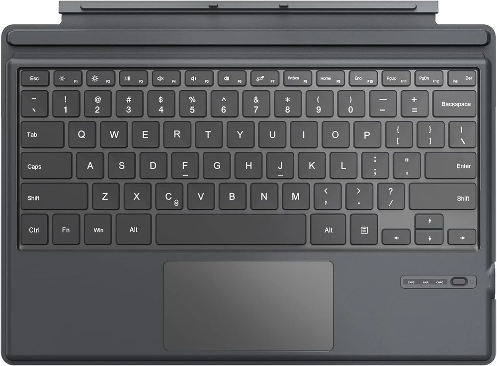 Moko surface pro 6/4 / pro 3 / surface pro 2017 type cover, belaidė bluetooth klaviatūra su dviem mygtukų valdymo panele, įmontuota įkraunama baterija, pilka