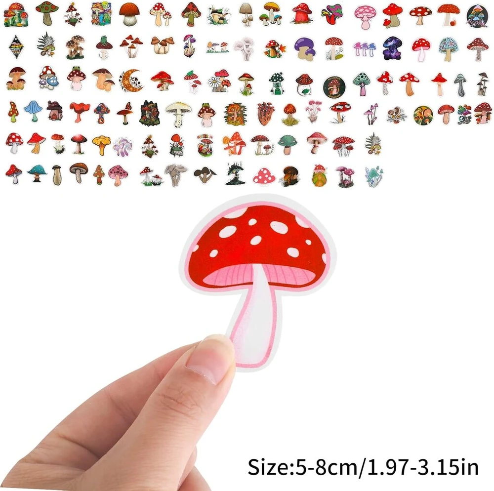 Molain lipdukai su grybais, 100 vnt., mieli animaciniai lipdukai, vandeniui atsparūs lipdukai, grybų grafiti lipdukai nešiojamam kompiuteriui, riedlentei, vandens buteliams, kompiuteriui, telefonui, gitarai