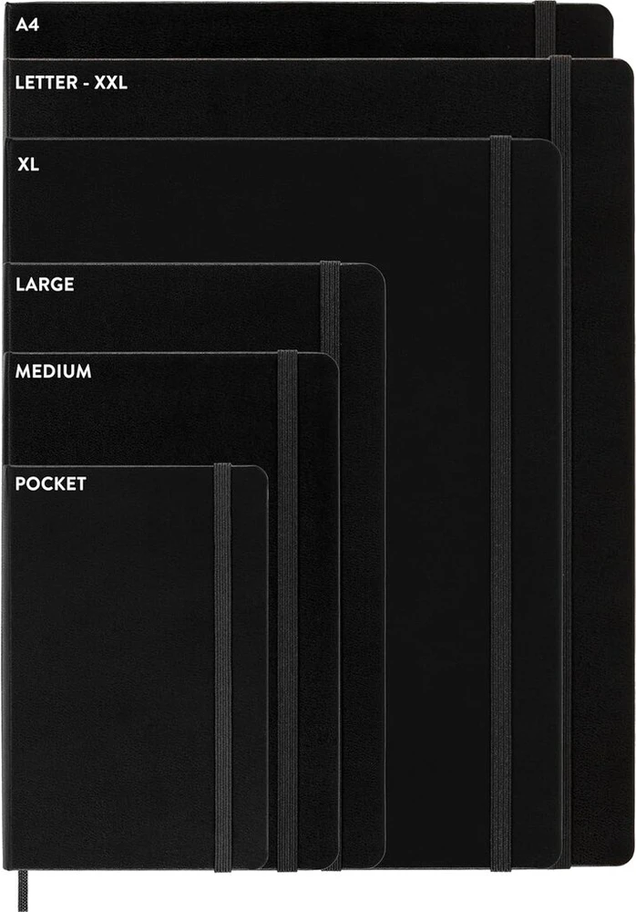 Moleskine savaitinis planuotojas, vertikalus savaitinis planuotojas 12 mėnesių 2025 metams, kietas viršelis ir elastinė juostelė, juoda spalva, didelis formatas 13 x 21 cm