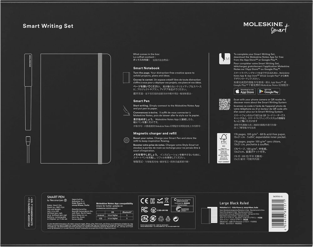 Moleskine Smart Rašymo Rinkinys: Skaitmeninis Sąsiuvinis ir Rašiklis