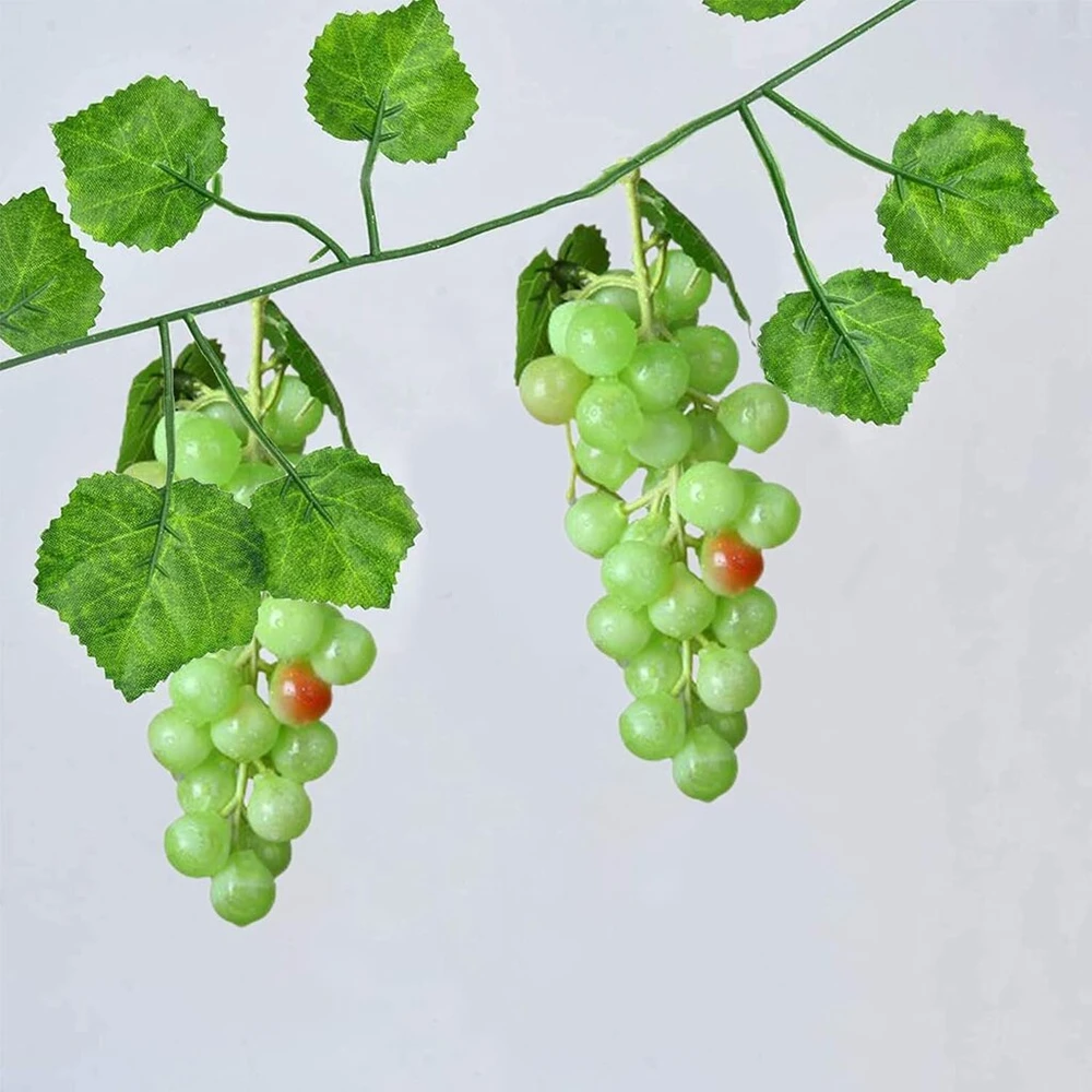 Molyorch 3 plastikinių vynuogių rinkinys, dirbtinės vynuogės, vynuogių dekoracija, vyno dekoravimui, dirbtinių vaisių atramos, sodas, biuras (žalia, fuksijų ir juoda)