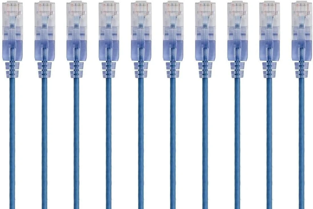Monoprice Slimrun Cat6a Ethernet Patch kabelis - interneto tinklo laidas - Rj45, 550mhz, Utp, grynas varinis laidas, 10g, 30awg, 2.13m, oranžinis, 10 vnt.