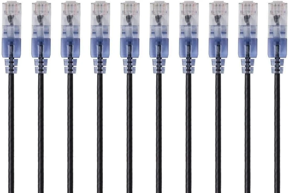 Monoprice Slimrun Cat6a Ethernet Patch kabelis - interneto tinklo laidas - Rj45, 550mhz, Utp, grynas varinis laidas, 10g, 30awg, 2.13m, oranžinis, 10 vnt.