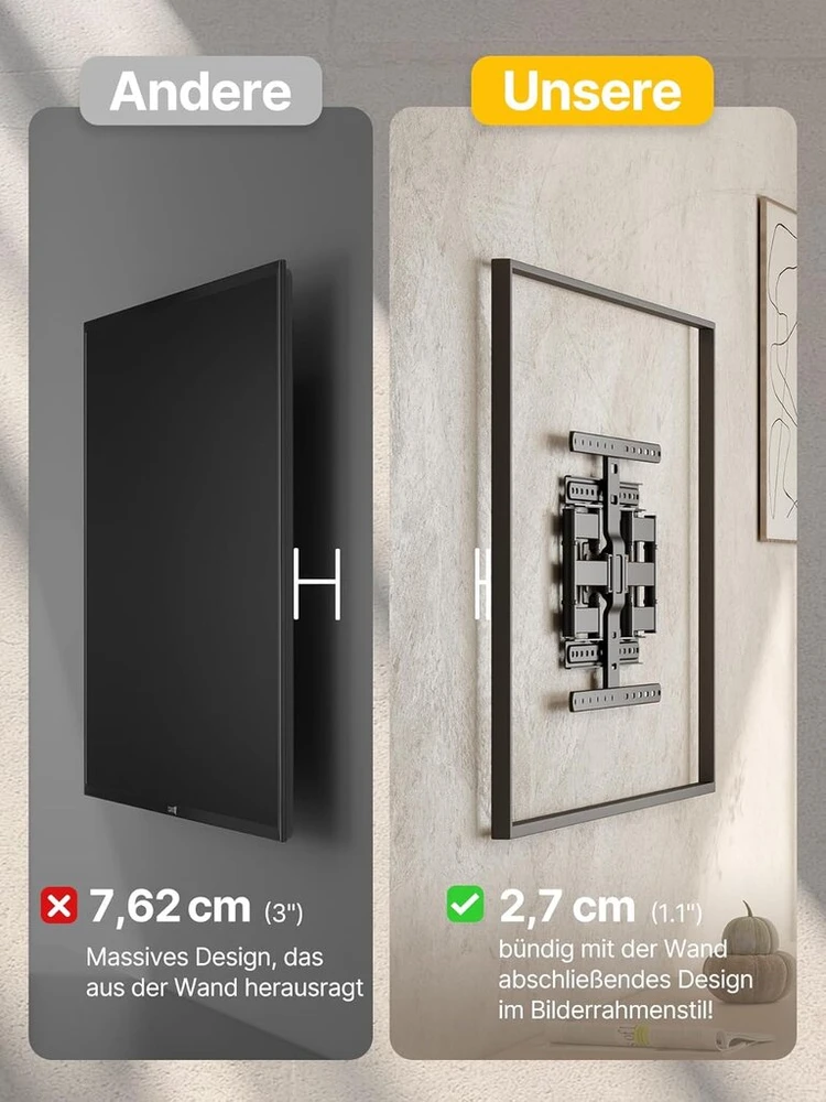 Montek Ultra plonas Tv laikiklis, 43-90 colių, pasukamas, 60 kg