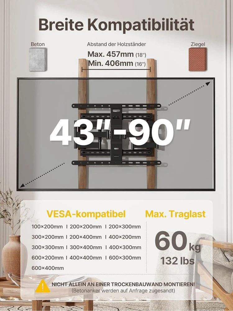 Montek Ultra plonas Tv laikiklis, 43-90 colių, pasukamas, 60 kg