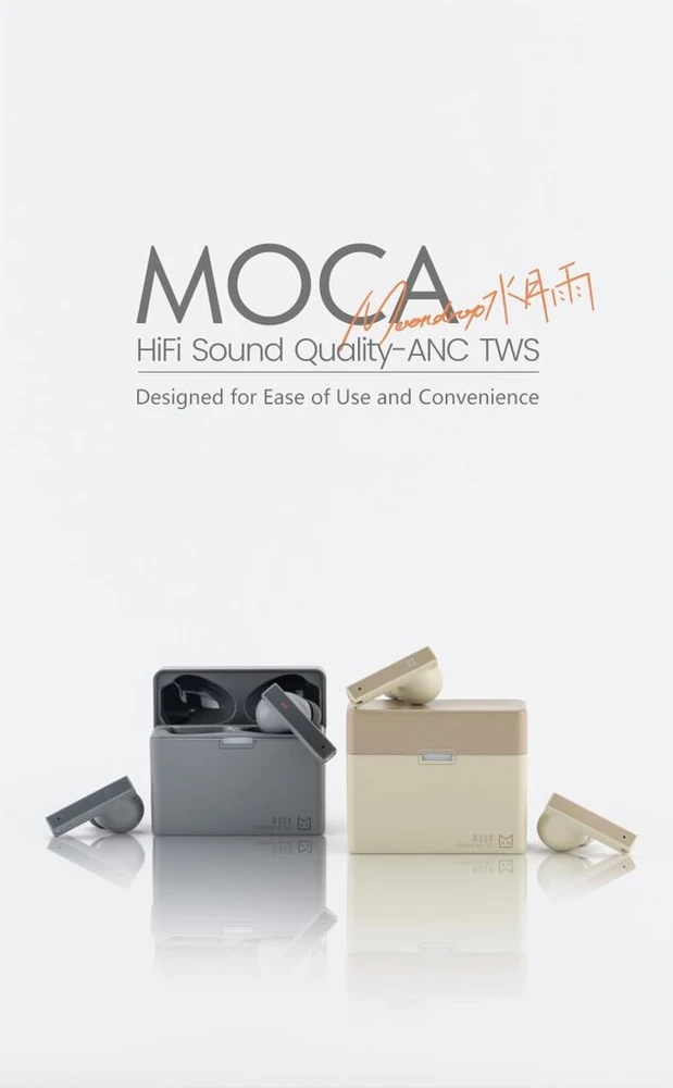 Moondrop Moca Tikros Belaidės Ausinės (tws) Bluetooth 5.4 patogiam naudojimui ir komfortui (pilkos)