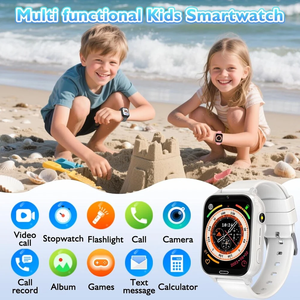 Moonkids išmanusis laikrodis vaikams, 4g išmanusis laikrodis vaikams su gps ir telefonu, vandeniui atsparus išmanusis laikrodis vaikams su skambinimo funkcija, vaizdo skambučiais, studentams, dovana