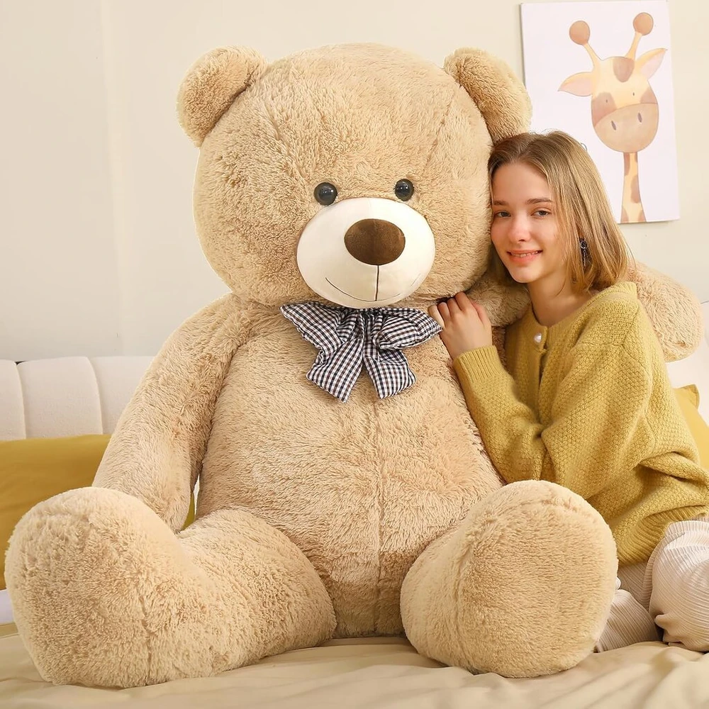 Morismos 140 cm didelis meškinas, šviesiai rudas, didelis meškiukas, xxl, minkštas žaislas, pliušinis meškinas, xxxl, merginai, mergaitėms, moterims, mamai