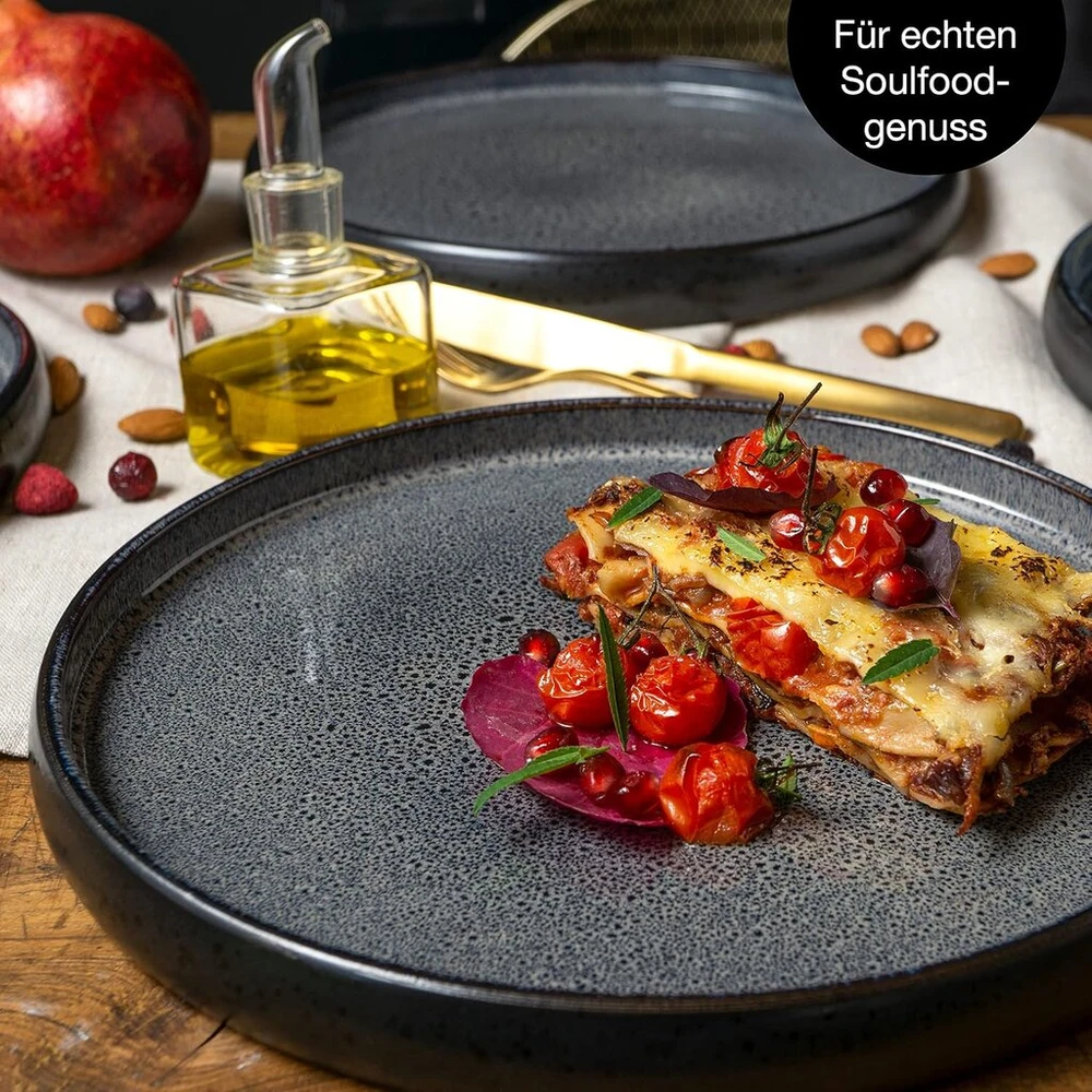 Moritz & Moritz Solid 4 x lėkštės 26 cm – akmens masės lėkščių rinkinys – indų rinkinys patiekimui