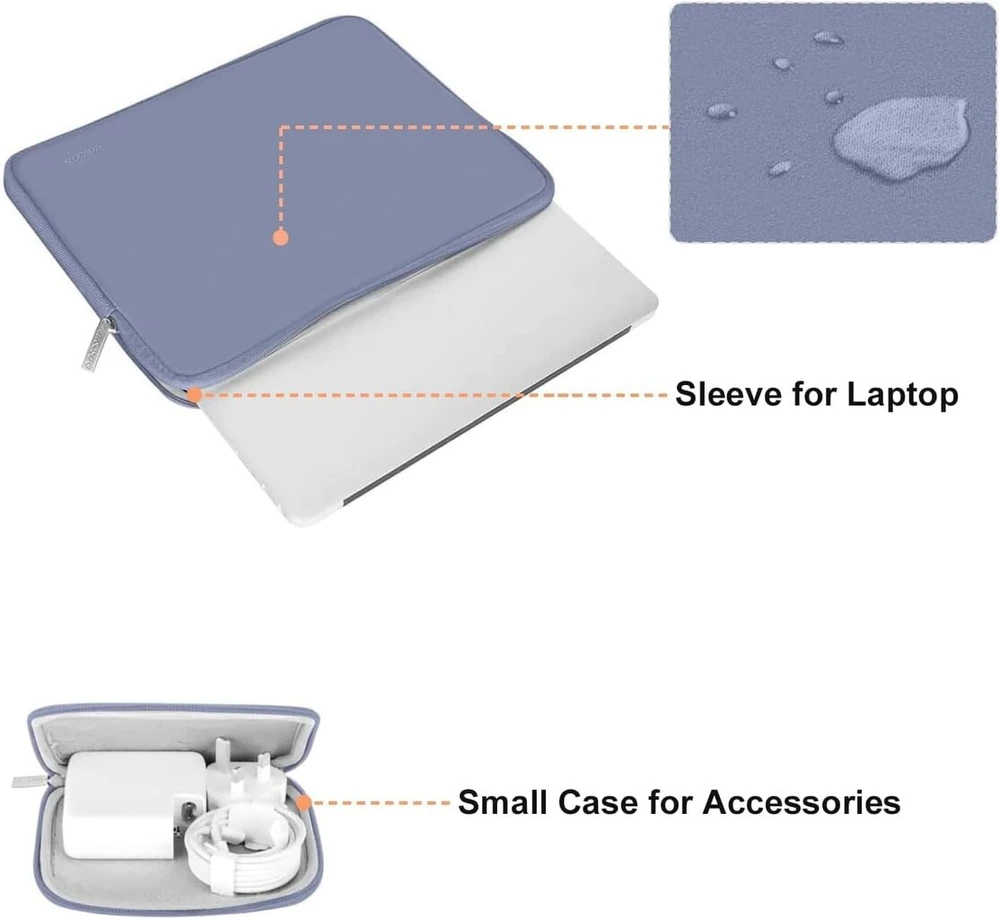 Mosiso nešiojamas kompiuterio dėklas 16 colių, 15-15,6 colių nešiojamojo kompiuterio krepšys, suderinamas su Macbook Pro 16 colių 2025-2019 m. M4 M3 M2 M1, Hp, Acer, Dell, Lenovo, Asus nešiojamuoju kompiuteriu, neopreno dėklas su mažu dėklu, levandų spalv