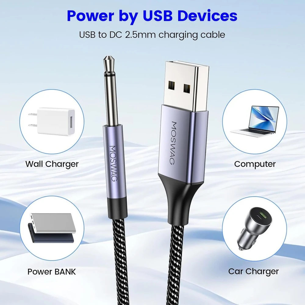 Moswag Usb įkrovimo laidas 2.5 mm Dc, 2 vnt.