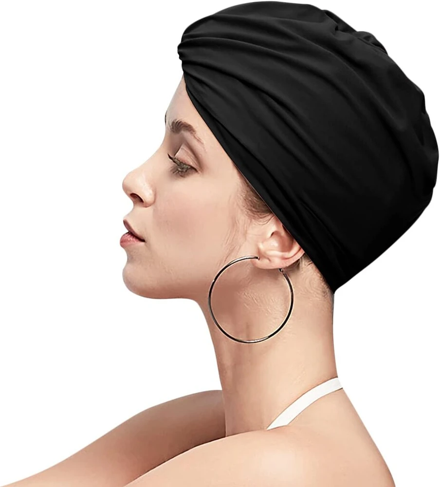 Moteriška plaukimo kepuraitė, elastinga turbaninė kepurė ilgiems plaukams, neslystanti plaukimo kepuraitė, madinga turbaninė kepurė, retro galvos apdangalas, maudymosi kepuraitės baseinui, paplūdimiui, Spa