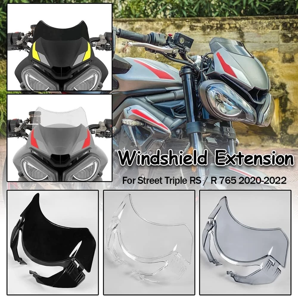 Motociklo risen priekinio stiklo prailginimas, vėjo deflektorius, suderinamas su Street Triple Rs765 R765 Rs/r 2020 2021 2022 Spoil Fairing (light Smoke)