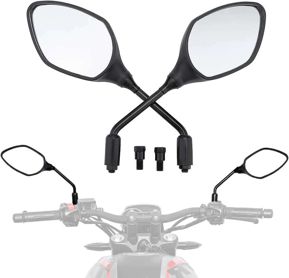 Motociklo veidrodėlis universalus motociklo veidrodėlis su m8 m10, galinio vaizdo veidrodėlis motociklui su laikikliu, galinis veidrodėlis motociklui, motoroleriui, mopedui, suderinamas su dauguma