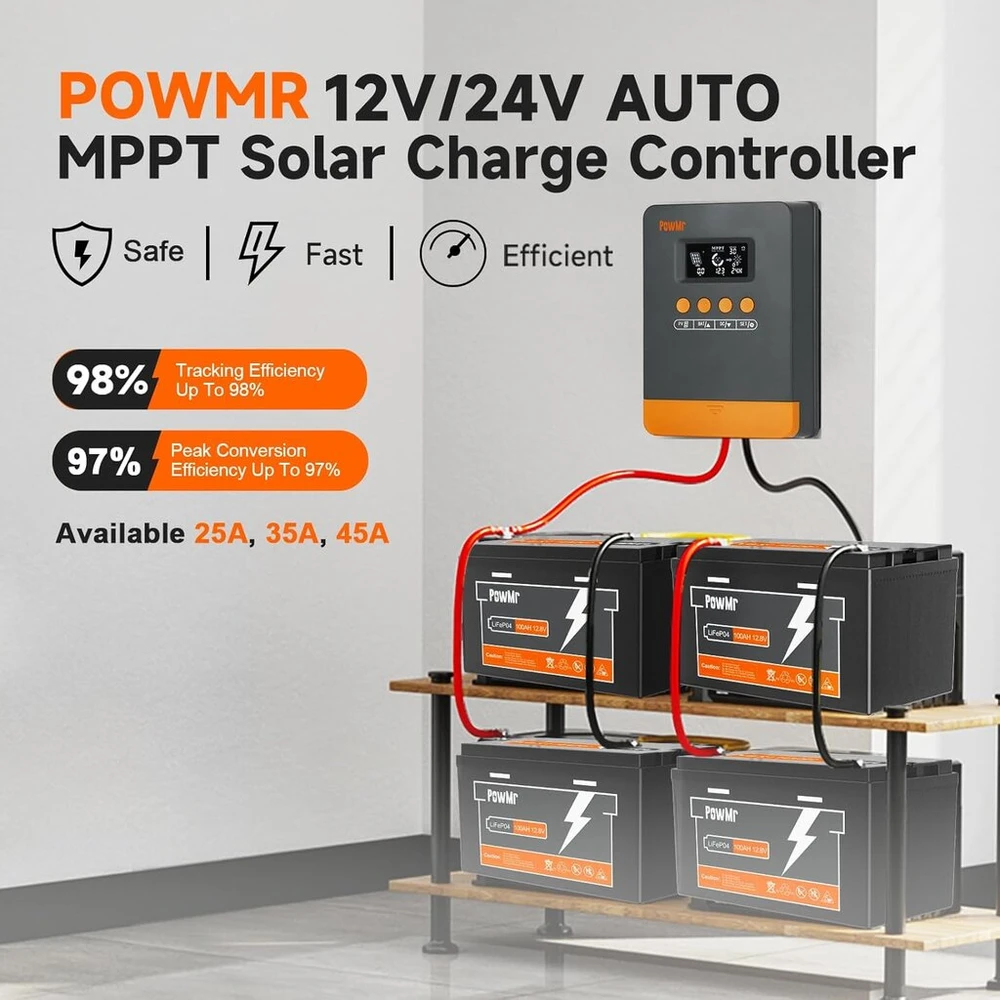 Mppt saulės įkrovimo valdiklis 35a 12v/24v automobiliui, 35amp saulės valdiklis mppt max.pv įvestis 80v, veikia su švino rūgšties ir ličio baterijomis