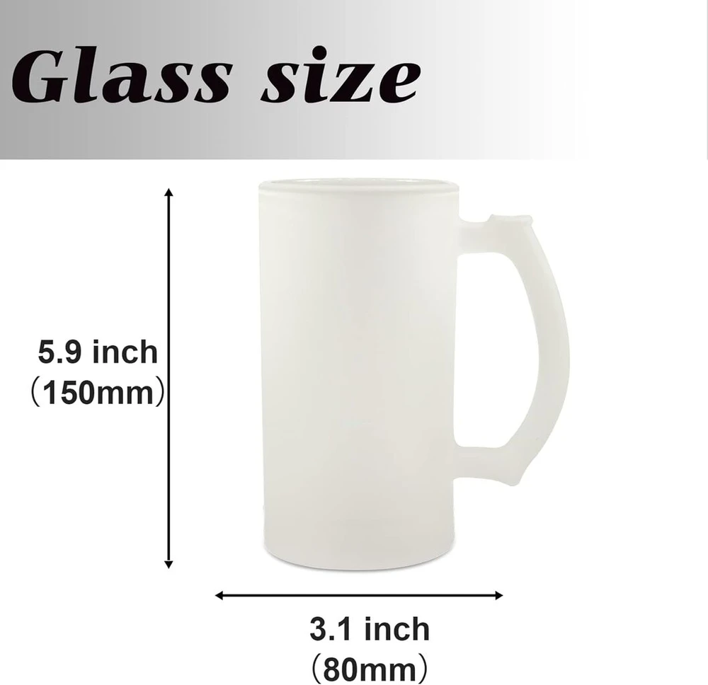 Mr.r 16oz sublimaciniai matinio stiklo puodeliai kavai su rankena, skirti terminiam perkėlimui (2 vnt.)