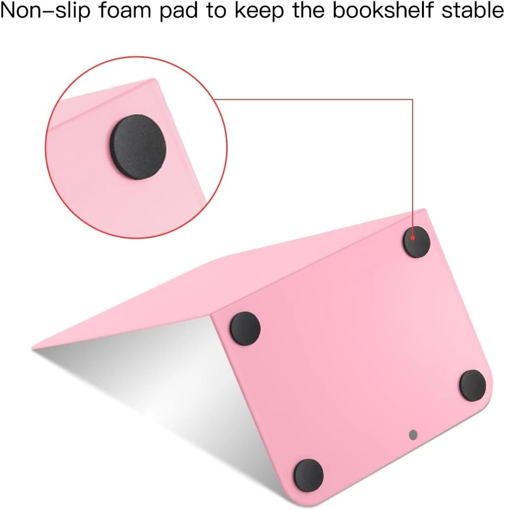 Msdada metalinės knygų atramos, L, 102 x 203 x 135 mm, 2 poros Cd knygų stovų, vaikams, knygų lentyna mokyklai, namams, biurui, bibliotekai, dekoratyvinės (rožinės)