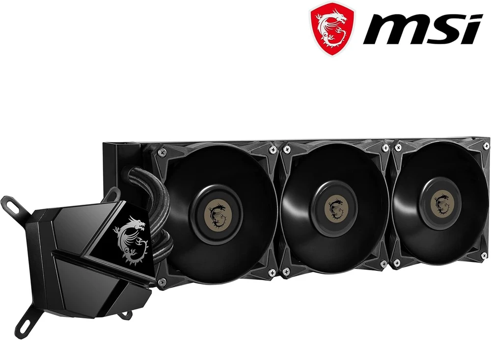 Msi Mag Coreliquid P360 Aio Cpu vandens aušinimas, pianino lako išvaizda, juodas, integruotas ventiliatoriaus siurblys, padalinto srauto vandens aušinimas, garams atsparios žarnos, lengvas montavimas - suderinamas su Amd ir Intel