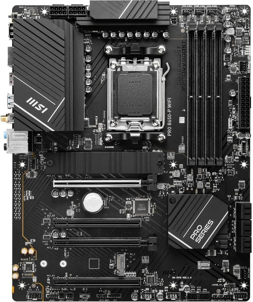 Pagrindinė plokštė Msi pro b650-p wifi motininė plokštė, atx - palaiko amd ryzen 7000 serijos procesorius, am5 - ddr5 atminties spartinimas 6400+mhz/oc, 2 x pcie 4.0 x16, 2 x m.2 gen4, wi-fi 6e