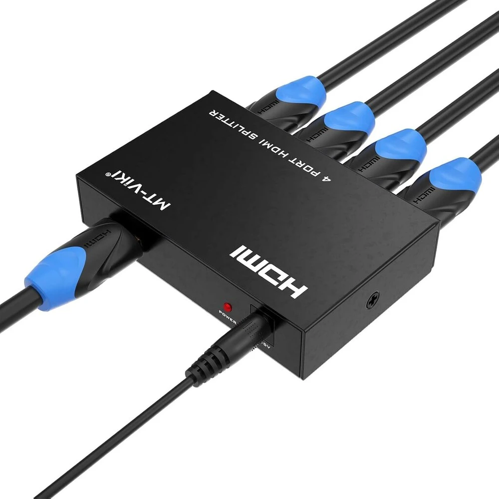 Mt-viki 4k Hdmi skirstytuvas 1 į 4 išėjimus vienu metu 4 monitorių veidrodinis Hdmi skirstytuvas 1x4 palaiko 4k Hd monitorius Hdcp1.4 su nuolatinės srovės maitinimo šaltiniu 30 m ilgio perdavimas