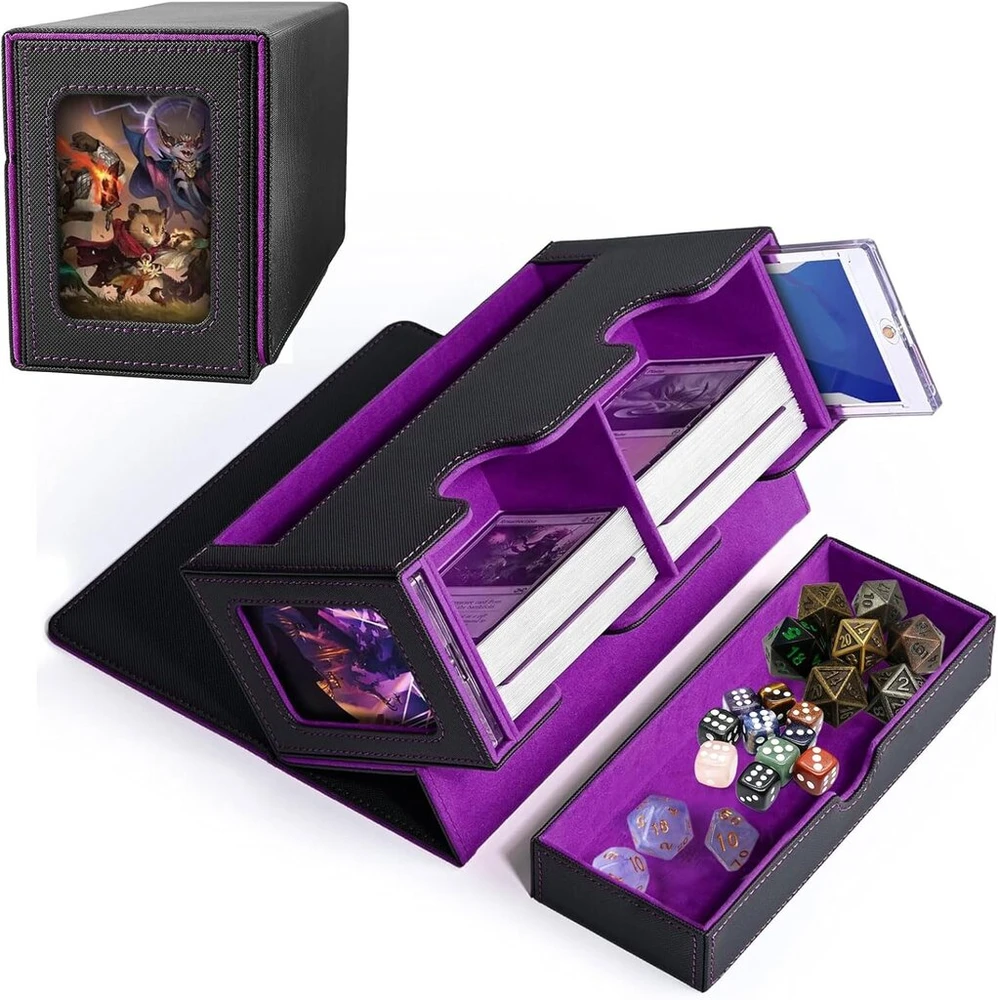 Mtg commander deck dėžutė, mtg deck dėžutė su ekranėliu, magnetinė prekybos kortelių dėžutė su kauliukų dėklu, telpa 200+ kortų su įmautėmis, skirtų magic the gathering playing tcg ccg magic kortoms