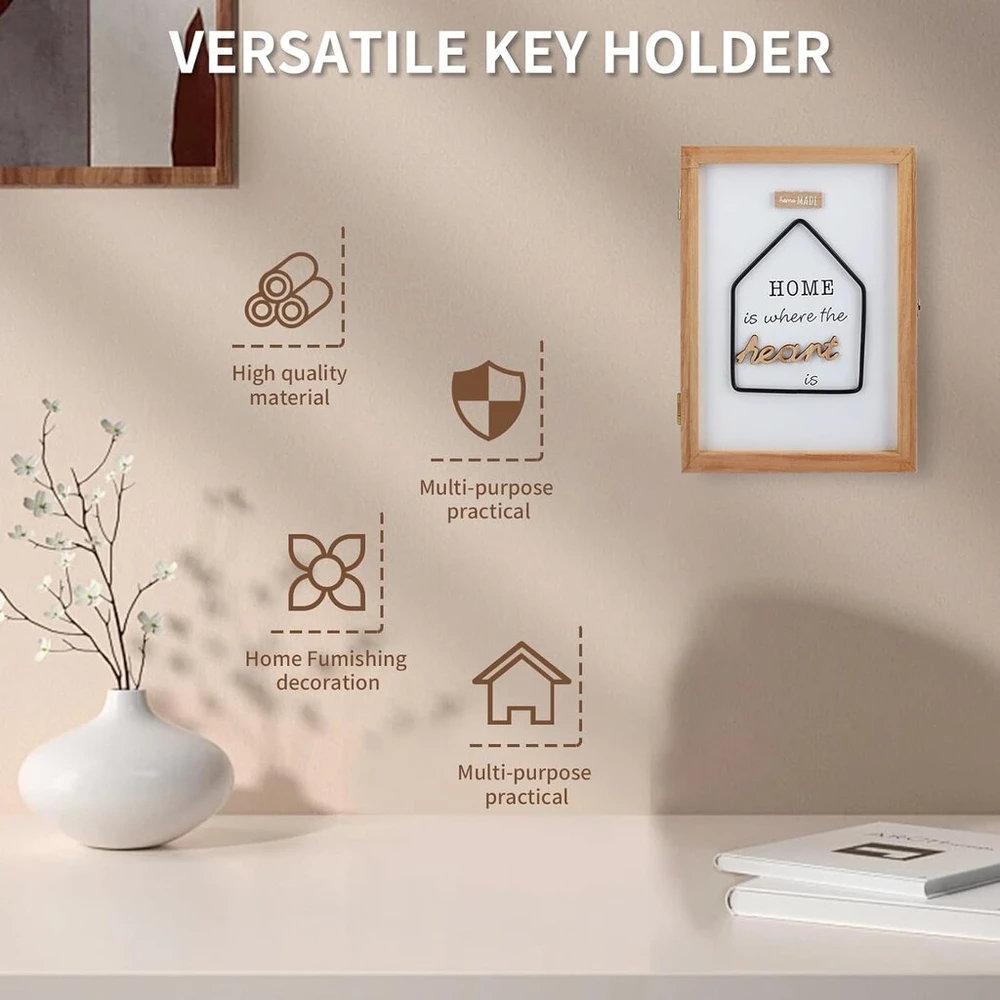 Mumisuto medinis raktų laikiklis su lentyna, sieninė raktų lenta su 6 kabliukais, kaimiška sieninė raktų pakaba įėjimo zonai, purvo kambariui, prieškambariui, miegamajam, svetainei