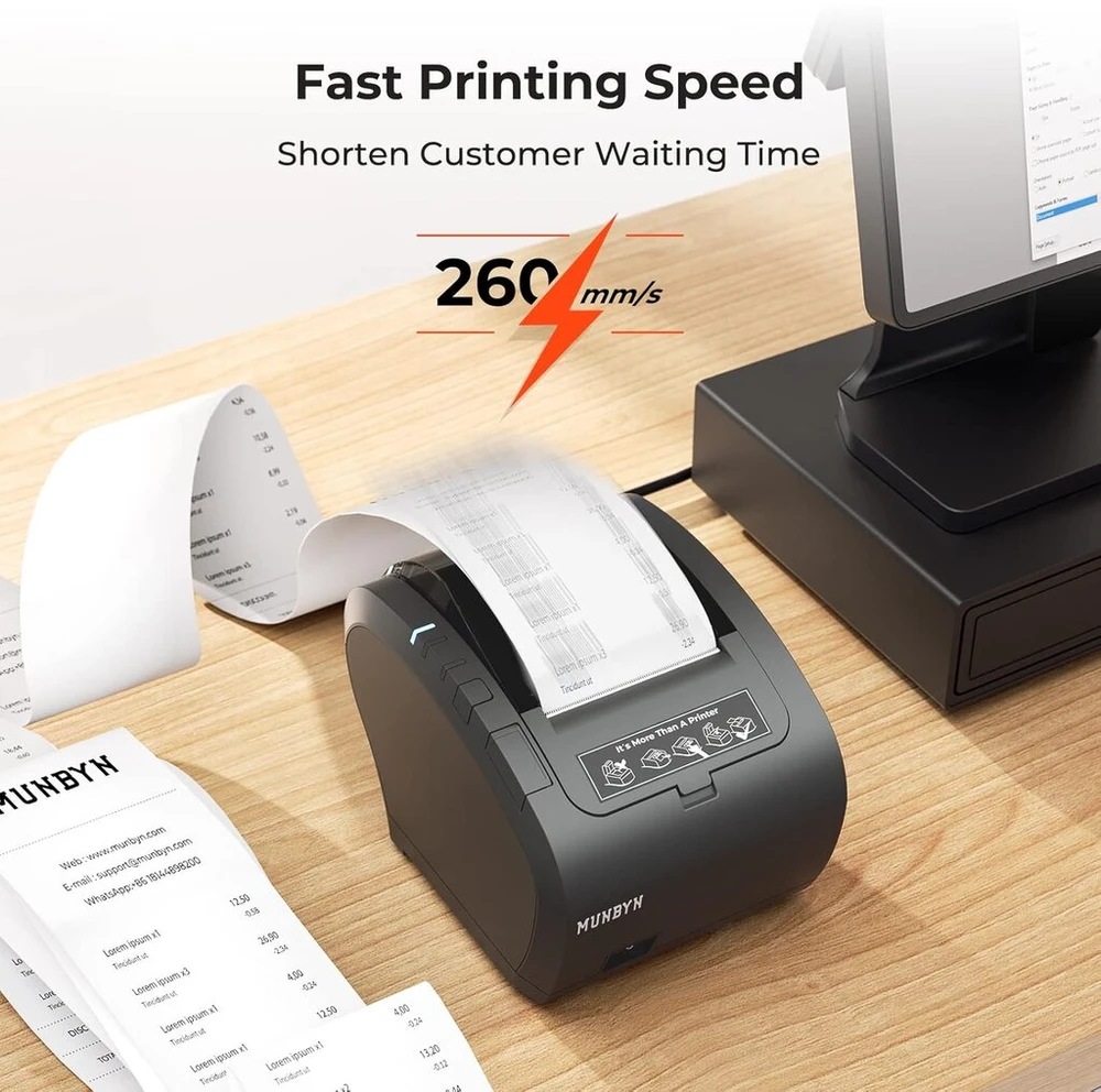 Munbyn P047 Kvitų spausdintuvas: Usb, Wifi, 80mm