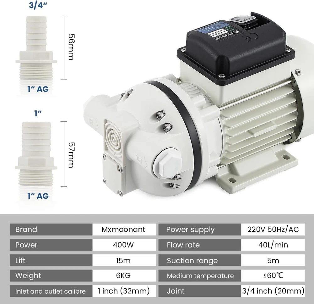 Mxmoonant 220v Ac daugialypis skysčių diafragminis siurblys 25psi 1.7bar 400w 40lpm/min savaime užsipildantis mygtukinis paleidimas sustabdymas dyzelinas karbamidas adblue def gėrimai