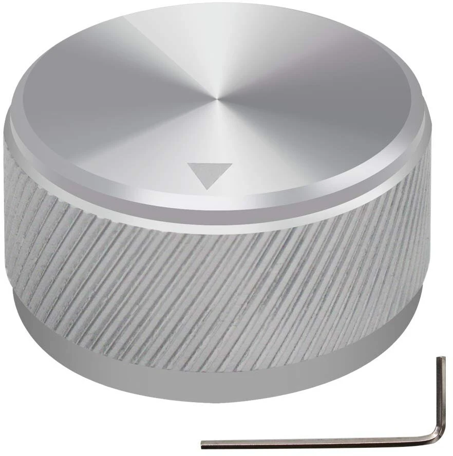 Mxuteuk knob-06-30sr gitaros rankenėlės sidabrinės gitaros rankenėlės garso reguliavimo aliuminio sukamasis potenciometras sukamieji rankenėlės elektrinėms gitaroms bosinė gitara varžtų atsarginė dalis tipas 30 x 17 mm (d x h)