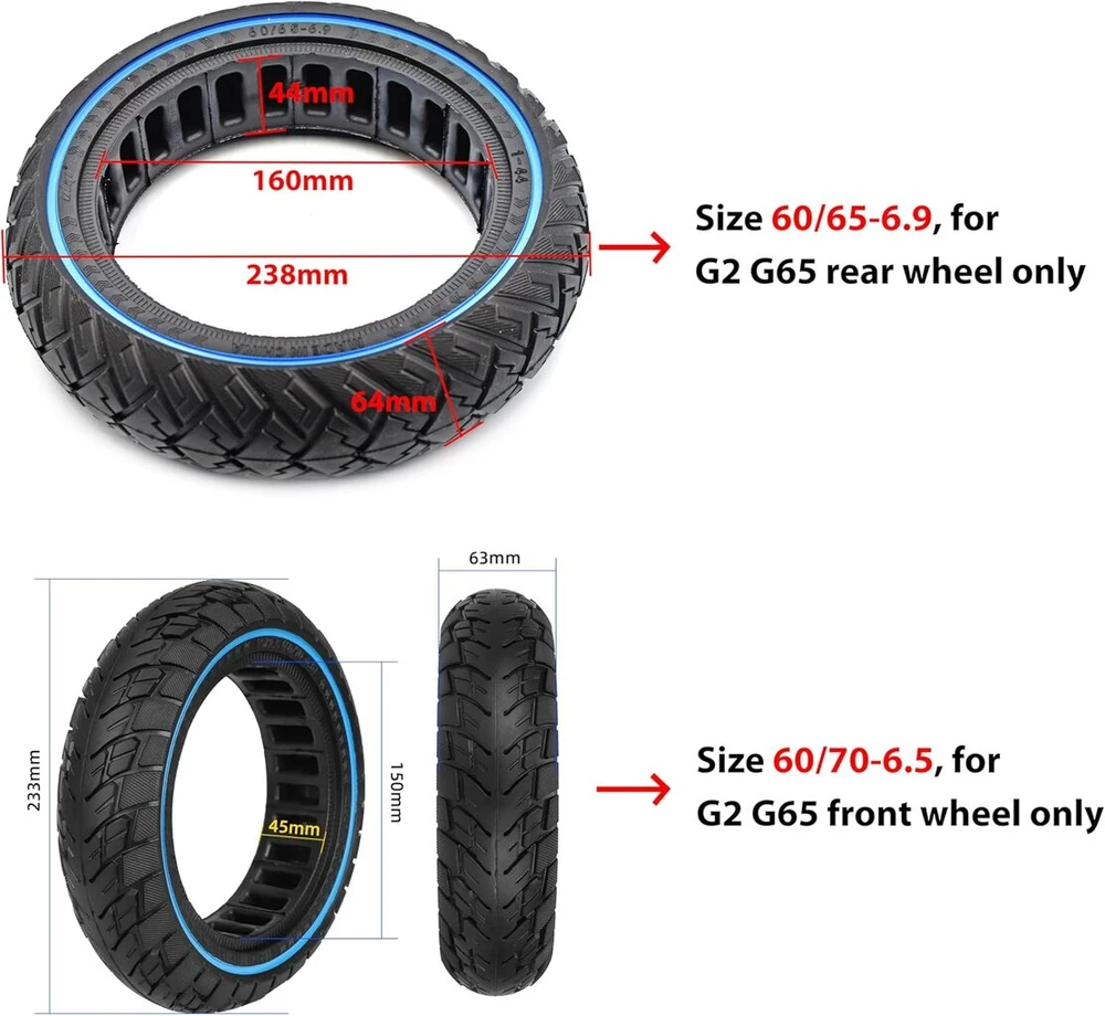 Mybestscooter - 10 colių pilnavidurės padangos 60/65-6.9 60/70-6.5, skirtos segway ninebot g30 max g2 g65 elektrinio paspirtuko ratlankio gumos pakeitimui, paspirtuko rato padanga