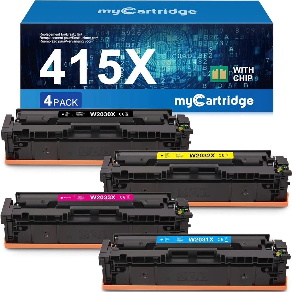 Mycartridge 415x (su mikroschema) suderinamas su Hp 415x 415a toneriu, skirtas Hp Color Laserjet Pro Mfp M479fdw M479dw M479fdn M454dw M479fnw M479fdn 479fdw M454dn, 4 vnt.