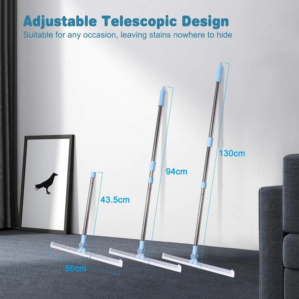 Nakelulu vandens valytuvas grindų valytuvas teleskopinis valytuvas dušo langų valytuvas su 50 cm itin patvaria silikonine lūpa 3 dalių rankena 130 cm vandens valytuvas stiklui, langams, plytelėms valyti