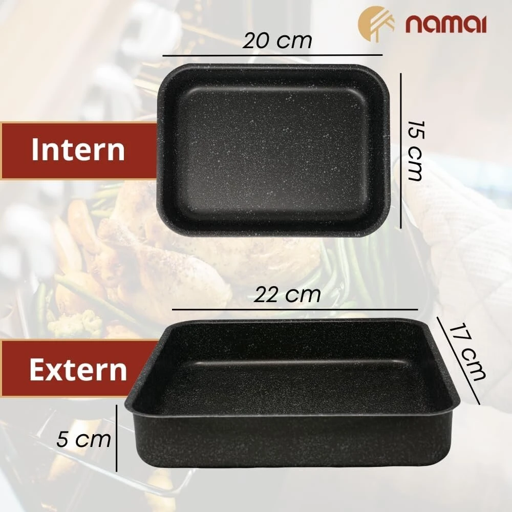 Namai - Mažas kepimo indas 22cm x 15cm - Gilus indaplovėje plaunamas nelipnus kepimo padėklas, aliumininis, lengvai valomas bakeform First-class Craft - lazanijos apkepo indas, pagamintas Italijoje