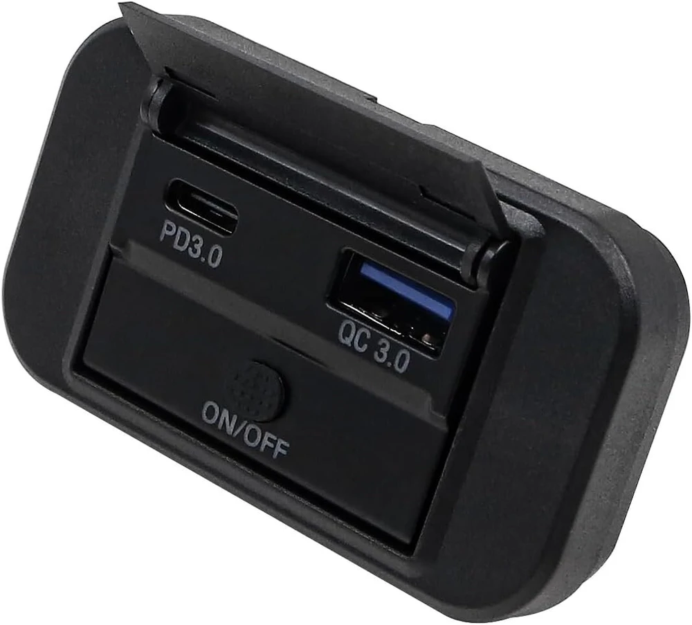 Namvo dvigubas Usb Type-c įkrovimo lizdas 12 V automobilinis įkroviklis Qc3.0 Usb ir Pd Type-c mobiliojo telefono greitas įkrovimas su maitinimo jungikliu automobiliui, valčiai, nameliui-priekabai