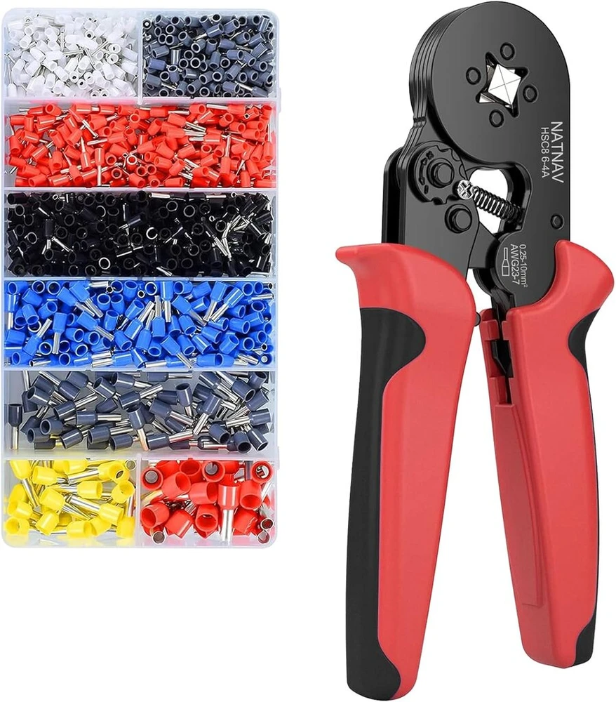 Natnav replės gnybtams užspaudimui, skirtos 0,25–10 mm² laidams, su 1300 gnybtų rinkiniu, replių gnybtams užspaudimui rinkinys, replės gnybtams užspaudimui, replių gnybtams užspaudimui rinkinys