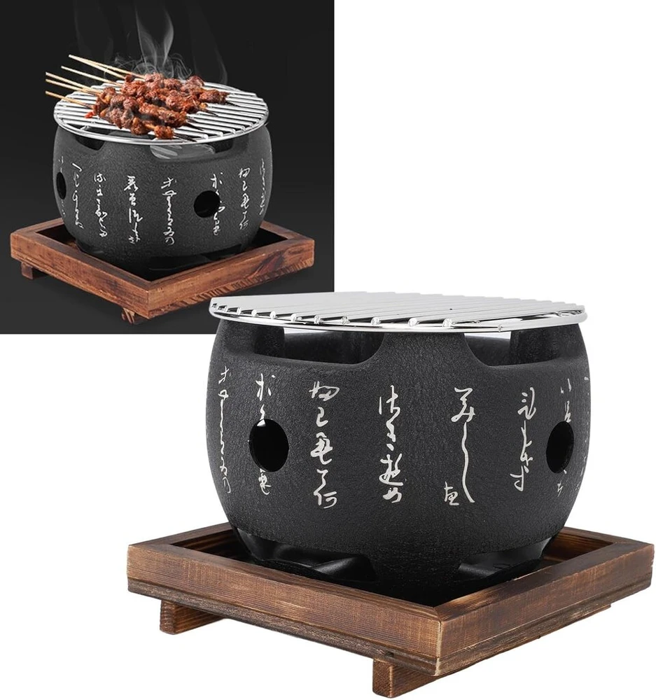 Natudeco japoniškas mini grilis bbq, nešiojamas japoniškas grilio orkaitės aliuminio lydinio mažas grilis bbq priedai stovyklavimui šeimos susitikimui (l)