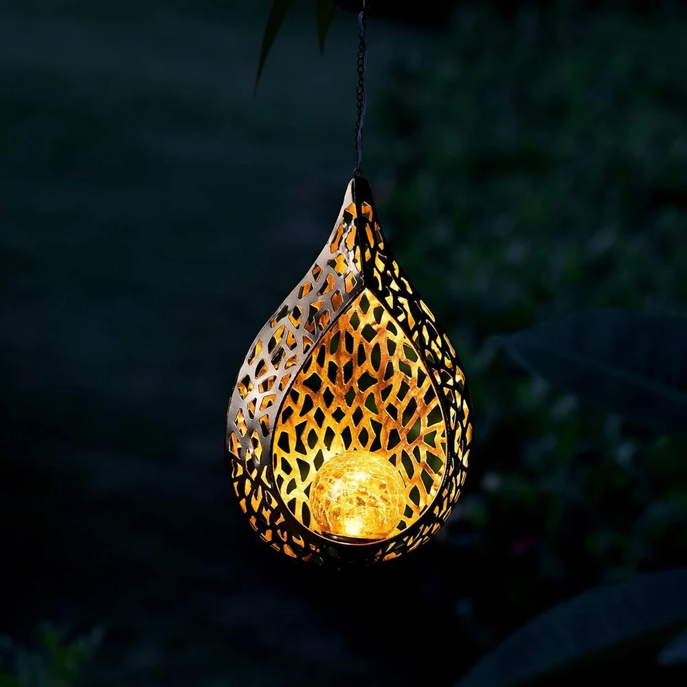 Navaris 1 x led saulės energija įkraunamas pakabinamas šviestuvas teardrop design – oriental garden saulės šviestuvai lauko saulės pakabinamas žibintas saulės šviestuvas pakabinamas su kabliukais